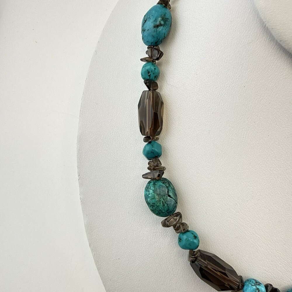 Deb Guyot Necklace Turquoise Blue Quartz Sterling Silver 925 HSN Beaded Matrix - Picture 6 of 11